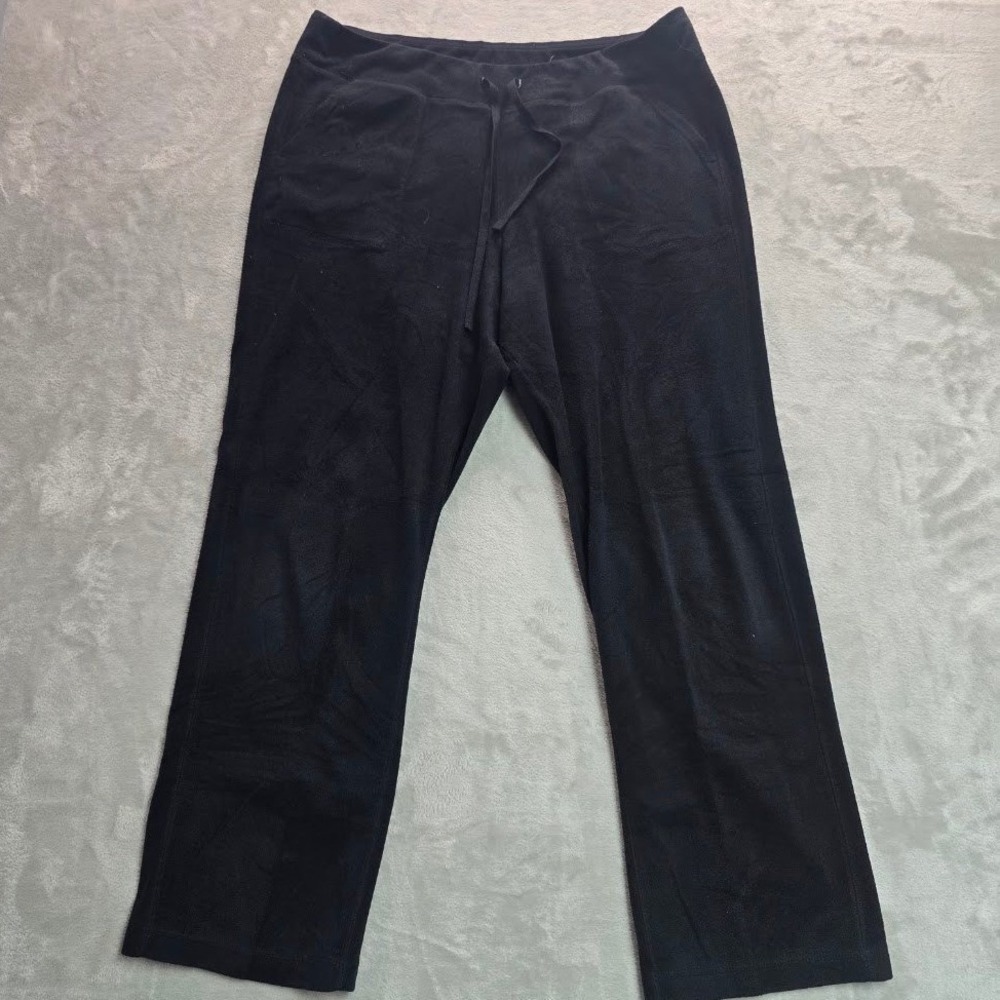 Tek Gear Womens Fleece Lounge Pants Black XL Straight Leg Drawstring Pockets
